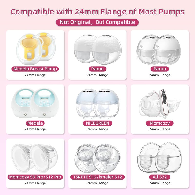 Trymall Flange Inserts 19mm 8PCS,Wearable Breast Pump Parts Compatible with Momcozy S12 pro/S9 pro/S12/S9/Medela/Spectra/TSRETE 24mm Breast Pump Shields/Flanges,Reduce 24mm Nipple Tunnel Down to 19mm - Image 3